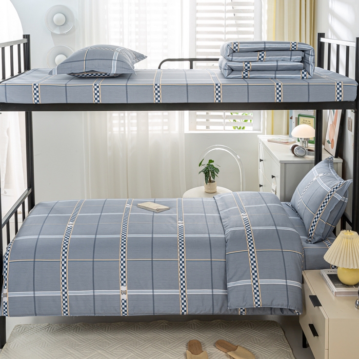 91家纺网 家纺一手货源 找家纺 上学郎家居 2025新款全棉纯13372学生100棉单人床六件套学生宿舍床上用品系列二 华彩乐章-灰