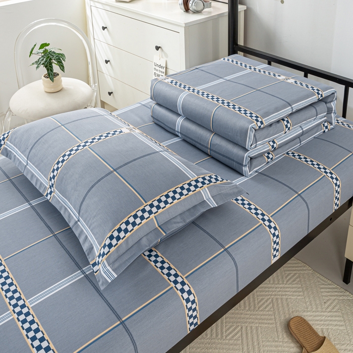 91家纺网 家纺一手货源 找家纺 上学郎家居 2025新款全棉纯13372学生100棉单人床六件套学生宿舍床上用品系列二 华彩乐章-灰