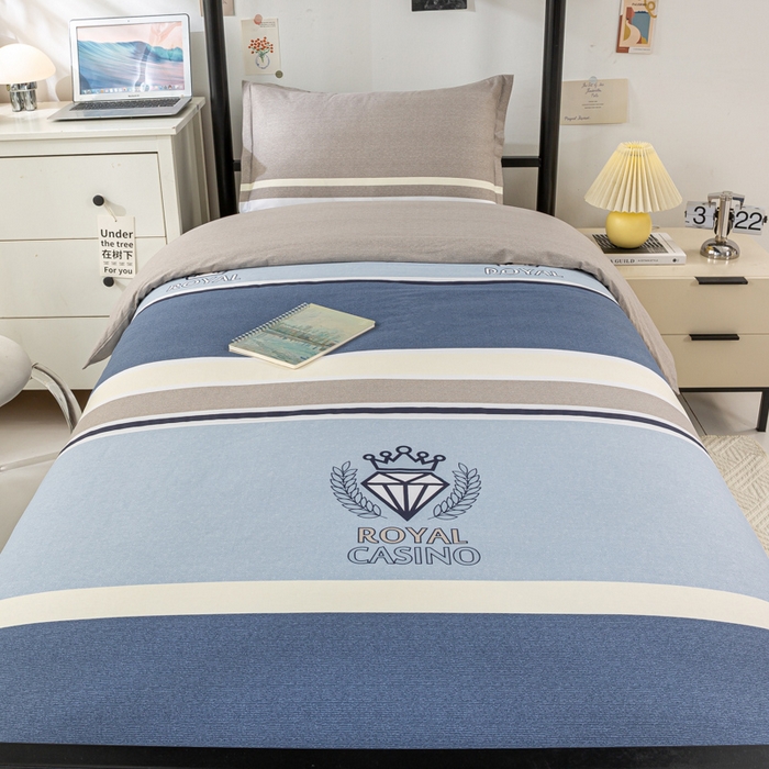 91家纺网 家纺一手货源 找家纺 上学郎家居 2025新款全棉纯13372学生100棉单人床六件套学生宿舍床上用品系列二 灰色地带-灰