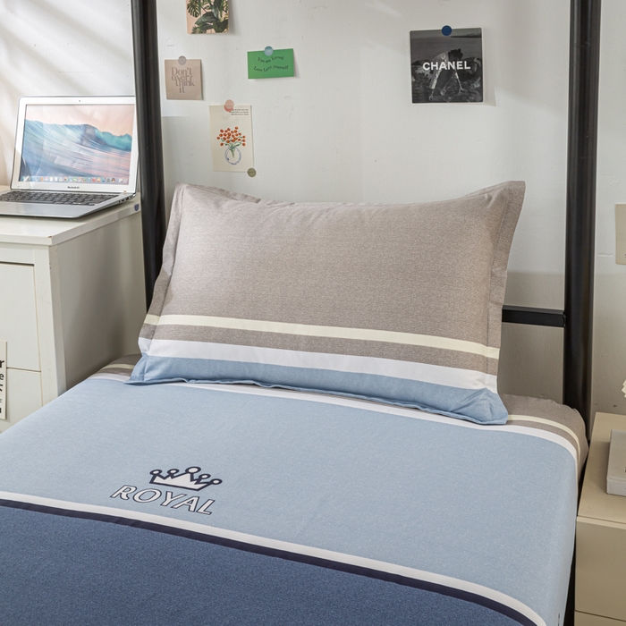 91家纺网 家纺一手货源 找家纺 上学郎家居 2025新款全棉纯13372学生100棉单人床六件套学生宿舍床上用品系列二 灰色地带-灰