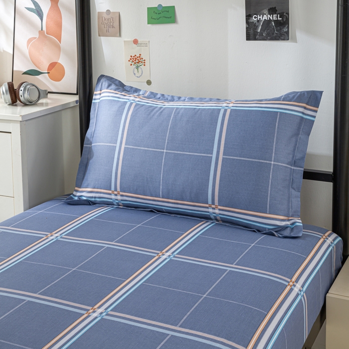 91家纺网 家纺一手货源 找家纺 上学郎家居 2025新款全棉纯13372学生100棉单人床六件套学生宿舍床上用品系列二 佳音阁-灰