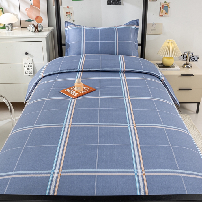 91家纺网 家纺一手货源 找家纺 上学郎家居 2025新款全棉纯13372学生100棉单人床六件套学生宿舍床上用品系列二 佳音阁-灰