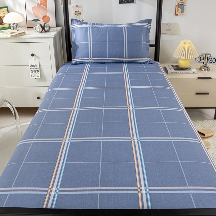 91家纺网 家纺一手货源 找家纺 上学郎家居 2025新款全棉纯13372学生100棉单人床六件套学生宿舍床上用品系列二 佳音阁-灰