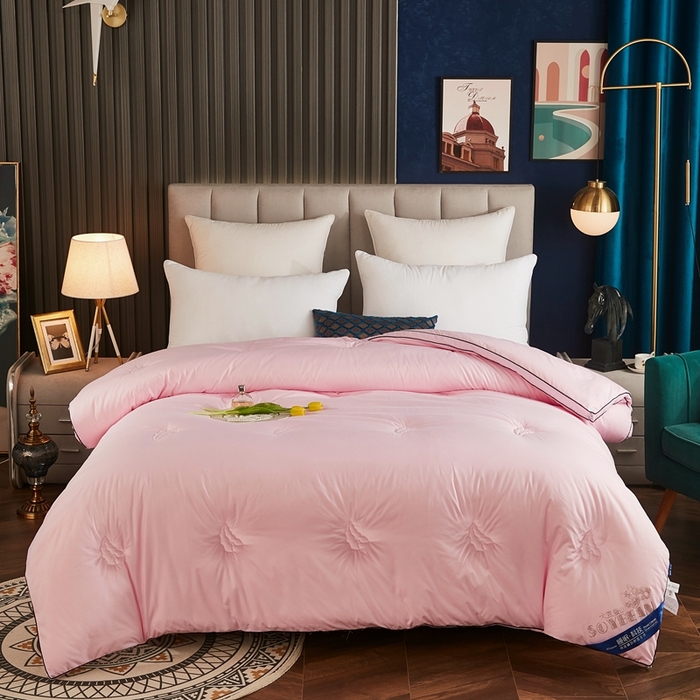 91家纺网 家纺一手货源 找家纺 啊雅家居 2025新款立体正宗大豆纤维被 天使粉