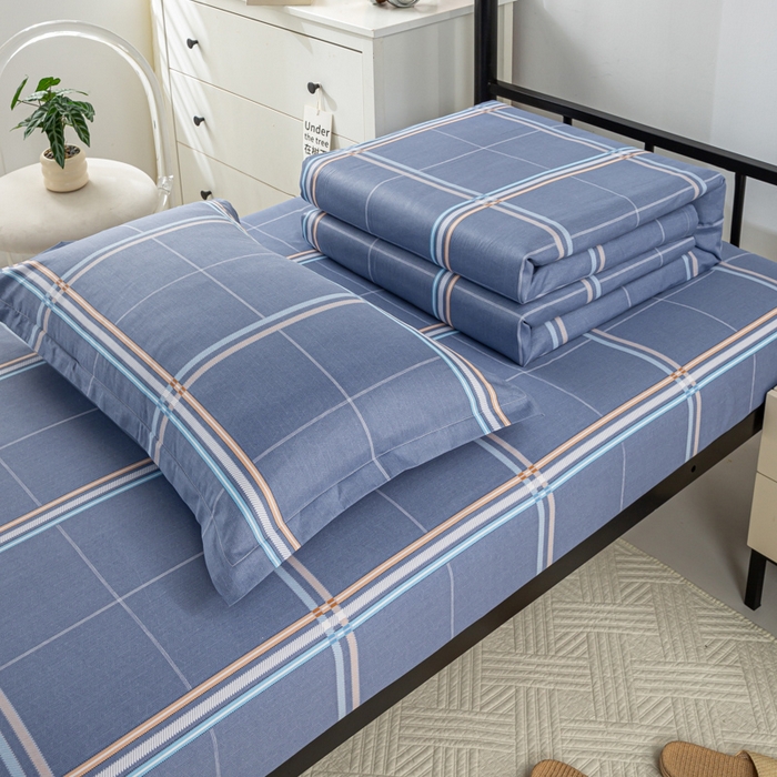 91家纺网 家纺一手货源 找家纺 上学郎家居 2025新款全棉纯13372学生100棉单人床六件套学生宿舍床上用品系列二 佳音阁-灰