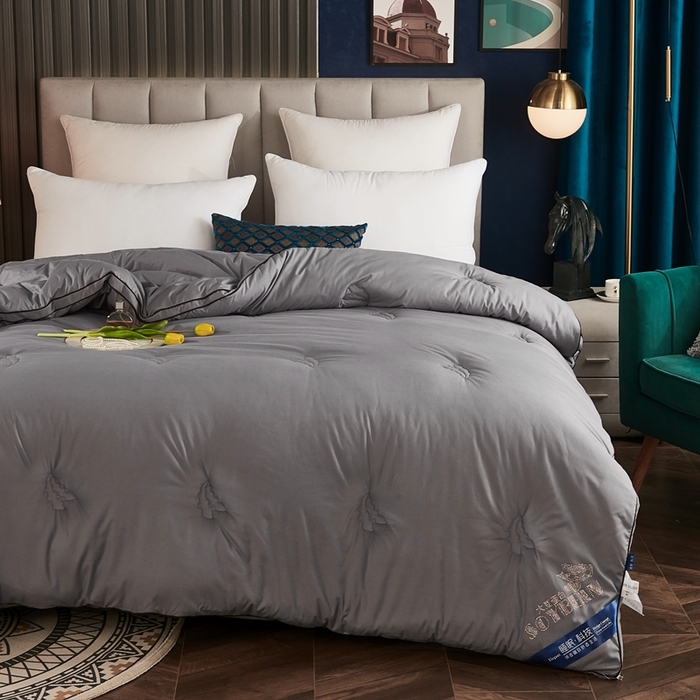 91家纺网 家纺一手货源 找家纺 啊雅家居 2025新款立体正宗大豆纤维被 天使灰