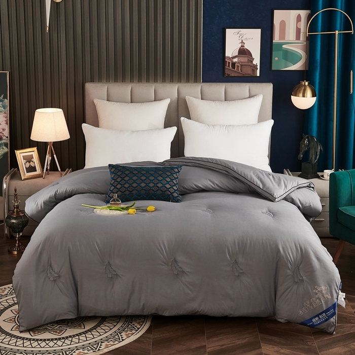 91家纺网 家纺一手货源 找家纺 啊雅家居 2025新款立体正宗大豆纤维被 天使灰