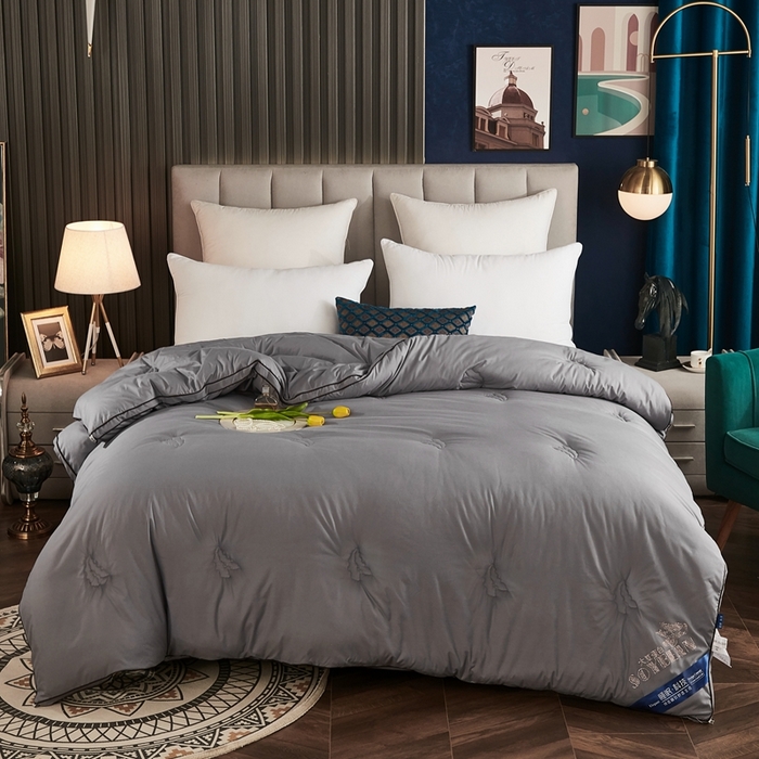 91家纺网 家纺一手货源 找家纺 啊雅家居 2025新款立体正宗大豆纤维被 天使灰