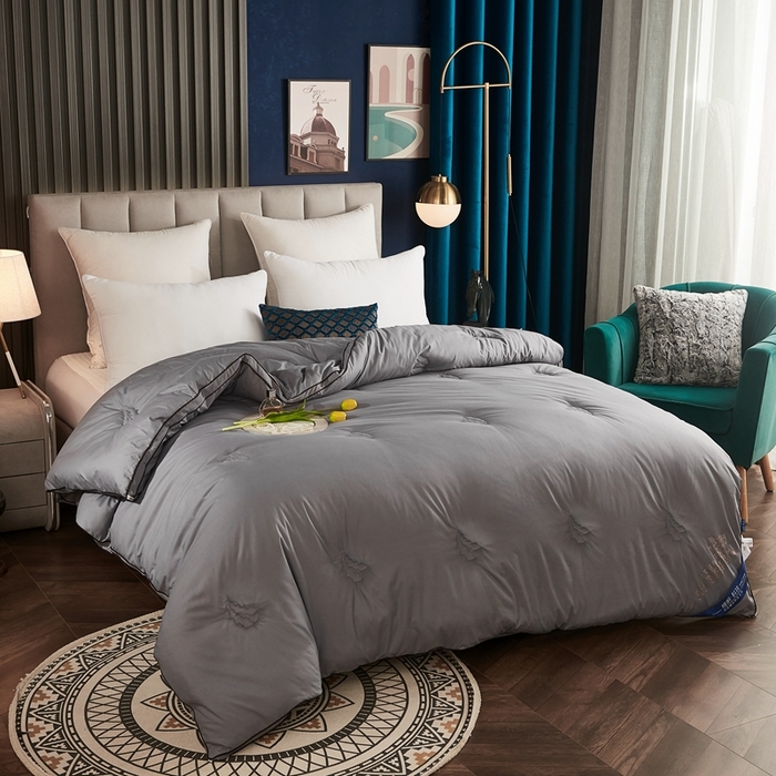 91家纺网 家纺一手货源 找家纺 啊雅家居 2025新款立体正宗大豆纤维被 天使灰