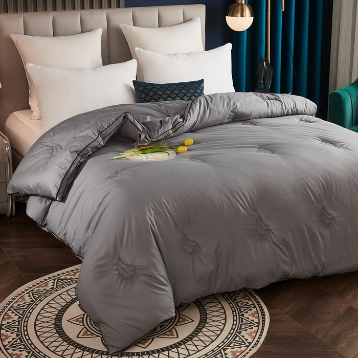 91家纺网 家纺一手货源 找家纺 啊雅家居 2025新款立体正宗大豆纤维被 天使灰