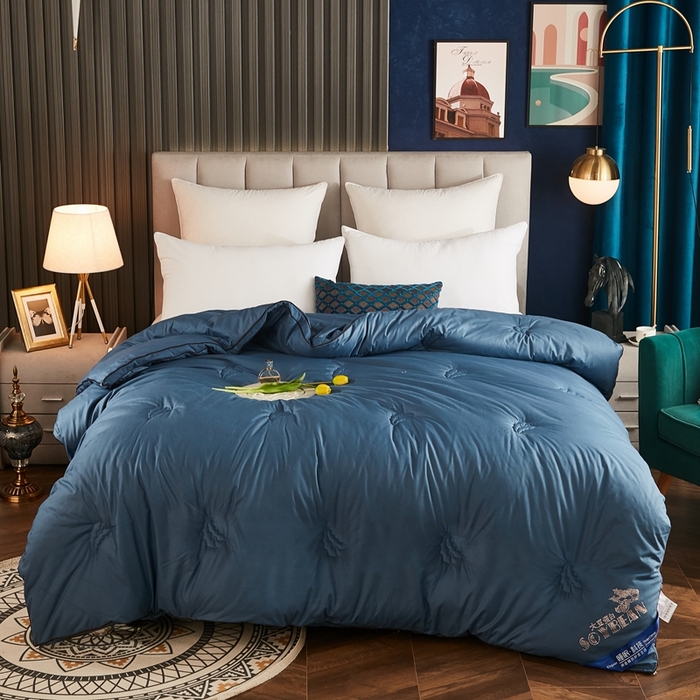 91家纺网 家纺一手货源 找家纺 啊雅家居 2025新款立体正宗大豆纤维被 天使蓝