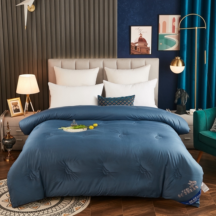 91家纺网 家纺一手货源 找家纺 啊雅家居 2025新款立体正宗大豆纤维被 天使蓝