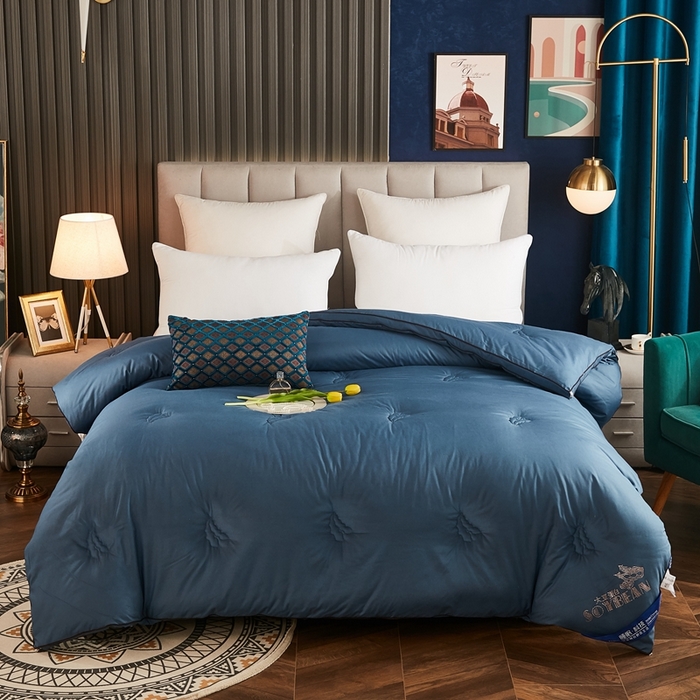 91家纺网 家纺一手货源 找家纺 啊雅家居 2025新款立体正宗大豆纤维被 天使蓝