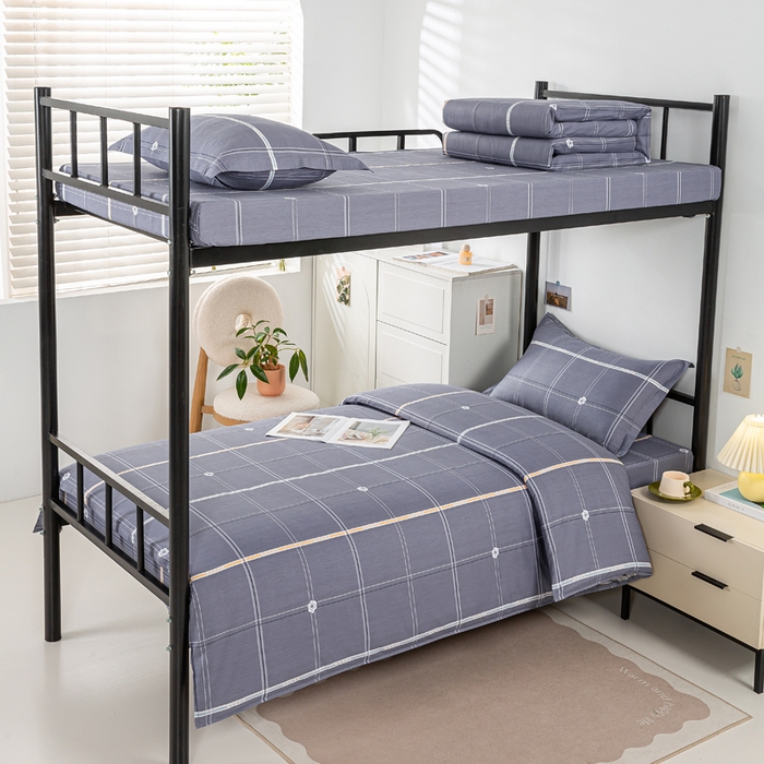 上学郎家居 2025新款全棉纯13372学生100棉单人床六件套学生宿舍床上用品系列二 麦凯-灰