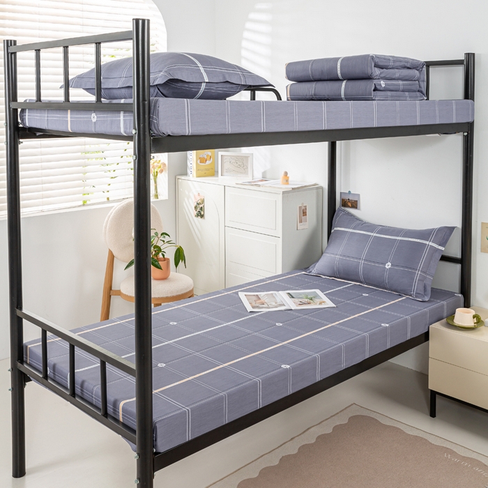 91家纺网 家纺一手货源 找家纺 上学郎家居 2025新款全棉纯13372学生100棉单人床六件套学生宿舍床上用品系列二 麦凯-灰