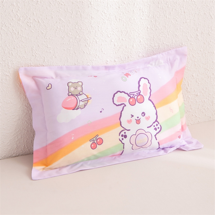 91家纺网 家纺一手货源 找家纺 大熊枕芯 2025新款全棉纯棉卡通儿童印花枕枕套可拆卸枕芯枕头 歌唱小兔