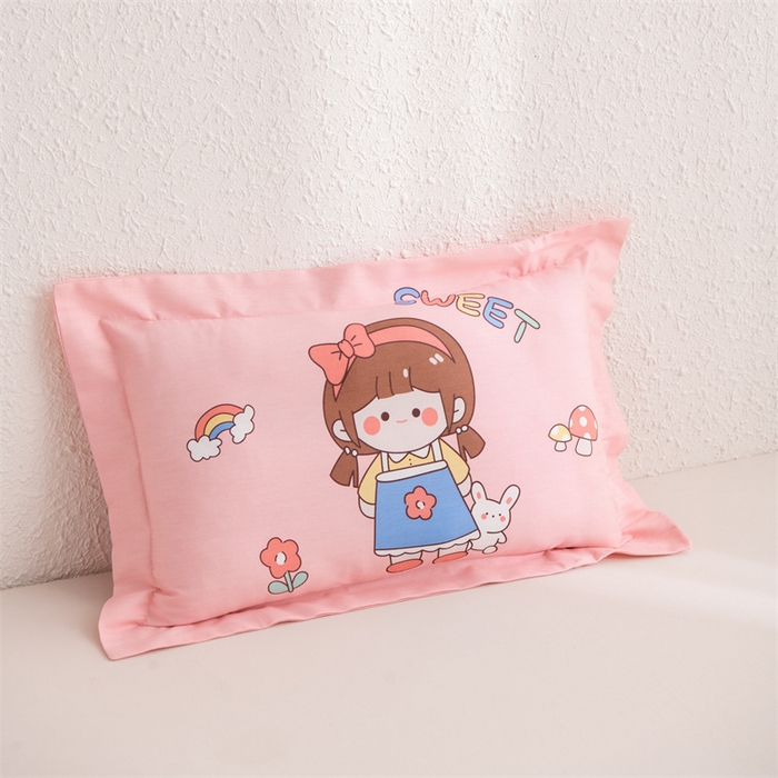 大熊枕芯 2025新款全棉纯棉卡通儿童印花枕枕套可拆卸枕芯枕头 粉甜女孩