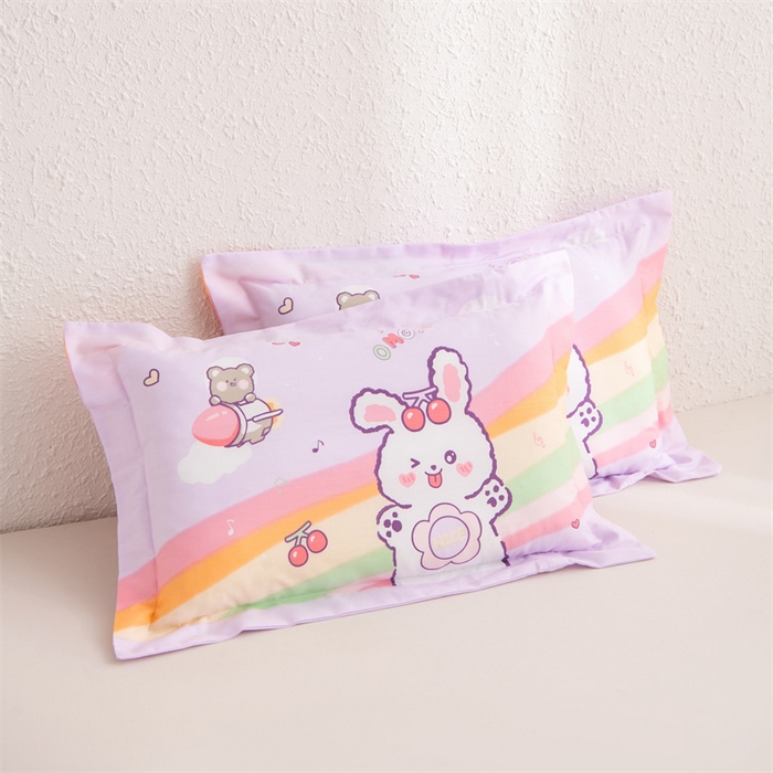 91家纺网 家纺一手货源 找家纺 大熊枕芯 2025新款全棉纯棉卡通儿童印花枕枕套可拆卸枕芯枕头 歌唱小兔