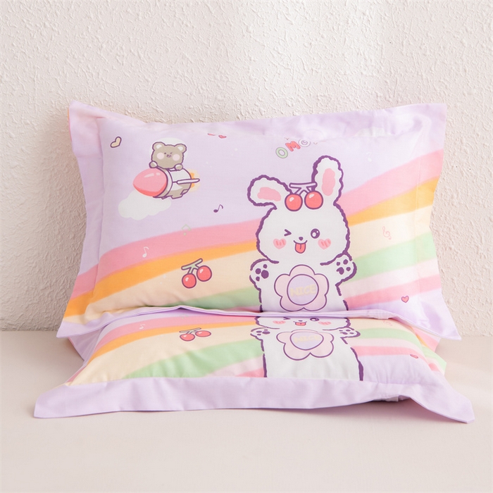 91家纺网 家纺一手货源 找家纺 大熊枕芯 2025新款全棉纯棉卡通儿童印花枕枕套可拆卸枕芯枕头 歌唱小兔