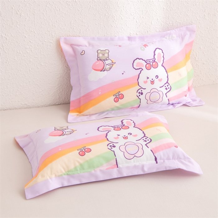 91家纺网 家纺一手货源 找家纺 大熊枕芯 2025新款全棉纯棉卡通儿童印花枕枕套可拆卸枕芯枕头 歌唱小兔