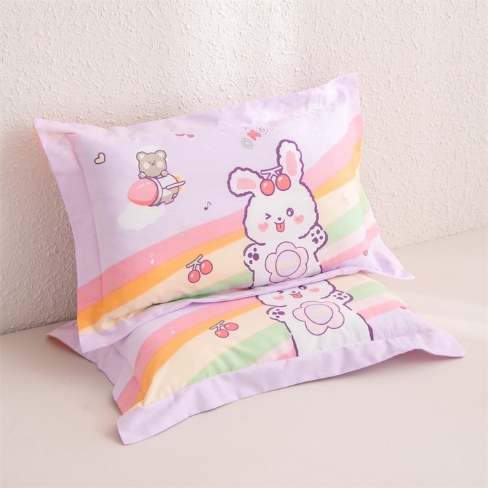 91家纺网 家纺一手货源 找家纺 大熊枕芯 2025新款全棉纯棉卡通儿童印花枕枕套可拆卸枕芯枕头 歌唱小兔