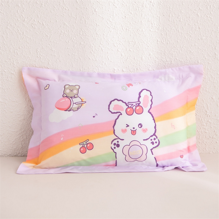 91家纺网 家纺一手货源 找家纺 大熊枕芯 2025新款全棉纯棉卡通儿童印花枕枕套可拆卸枕芯枕头 歌唱小兔