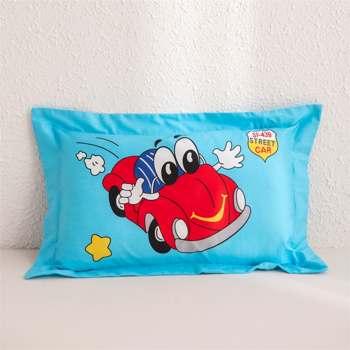 91家纺网 家纺一手货源 找家纺 大熊枕芯 2025新款全棉纯棉卡通儿童印花枕枕套可拆卸枕芯枕头 红色汽车