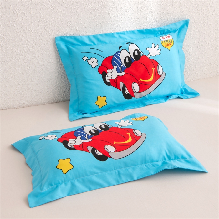 91家纺网 家纺一手货源 找家纺 大熊枕芯 2025新款全棉纯棉卡通儿童印花枕枕套可拆卸枕芯枕头 红色汽车
