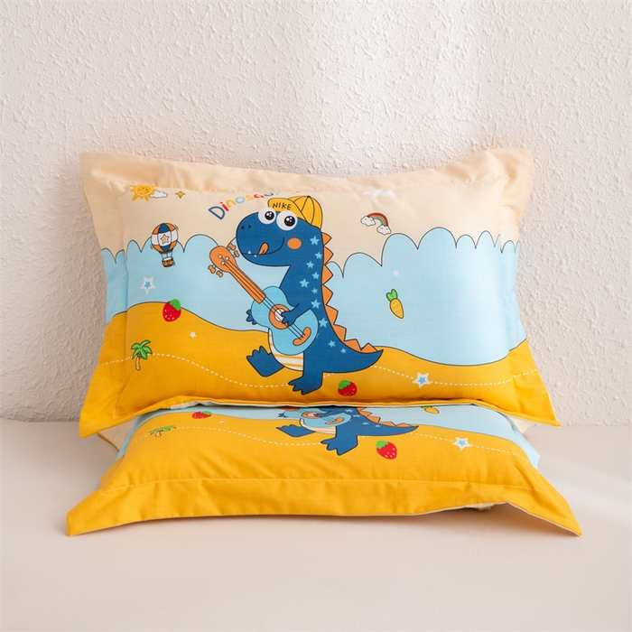 91家纺网 家纺一手货源 找家纺 大熊枕芯 2025新款全棉纯棉卡通儿童印花枕枕套可拆卸枕芯枕头 吉他恐龙