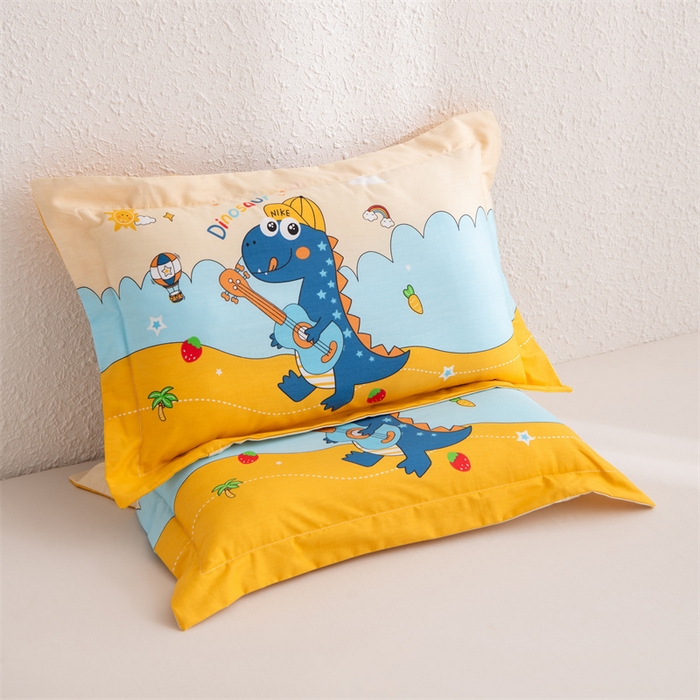 91家纺网 家纺一手货源 找家纺 大熊枕芯 2025新款全棉纯棉卡通儿童印花枕枕套可拆卸枕芯枕头 吉他恐龙