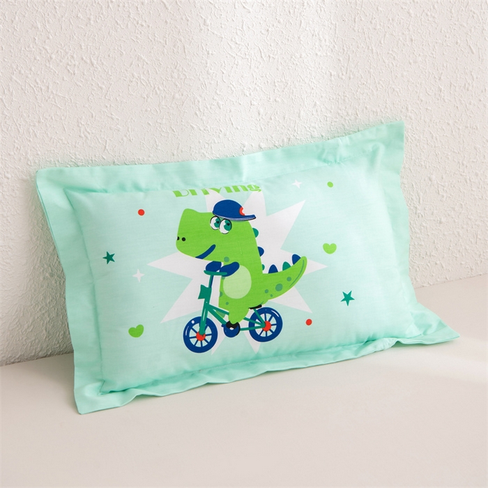 大熊枕芯 2025新款全棉纯棉卡通儿童印花枕枕套可拆卸枕芯枕头 恐龙-绿