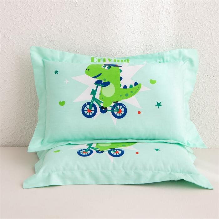 91家纺网 家纺一手货源 找家纺 大熊枕芯 2025新款全棉纯棉卡通儿童印花枕枕套可拆卸枕芯枕头 恐龙-绿