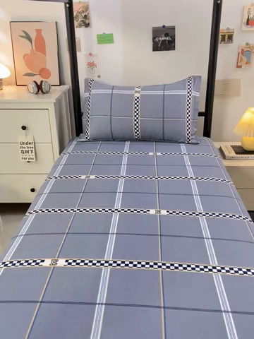 91家纺网 家纺一手货源 找家纺 上学郎家居 2025新款全棉纯13372学生100棉单人床六件套学生宿舍床上用品系列二 华彩乐章-灰