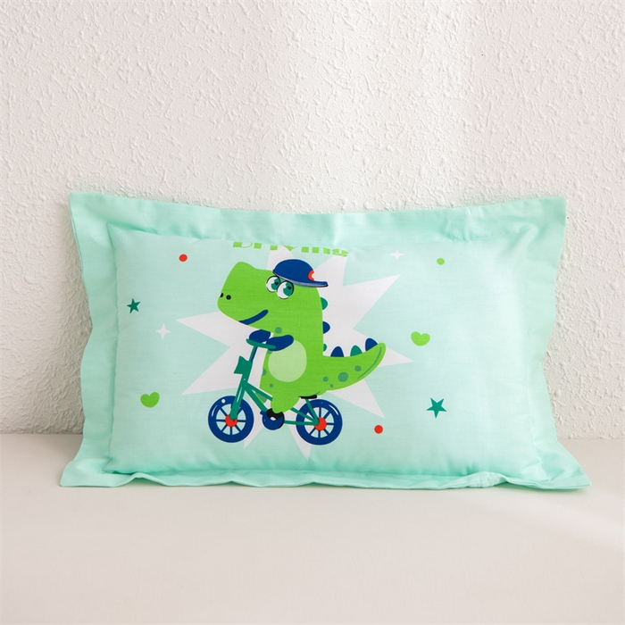 91家纺网 家纺一手货源 找家纺 大熊枕芯 2025新款全棉纯棉卡通儿童印花枕枕套可拆卸枕芯枕头 恐龙-绿