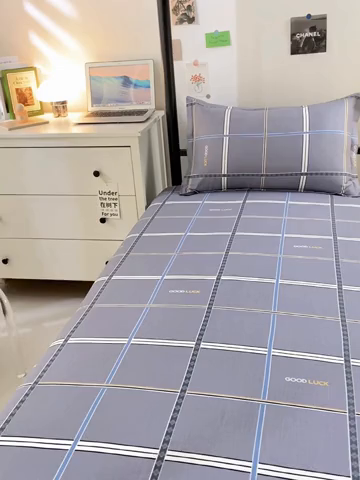 91家纺网 家纺一手货源 找家纺 上学郎家居 2025新款全棉纯13372学生100棉单人床六件套学生宿舍床上用品系列二 佳音阁-灰