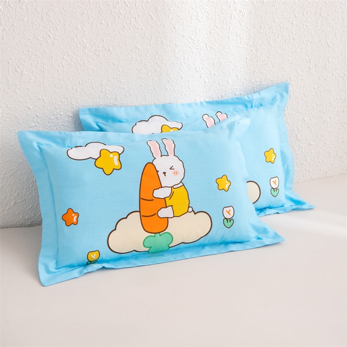 91家纺网 家纺一手货源 找家纺 大熊枕芯 2025新款全棉纯棉卡通儿童印花枕枕套可拆卸枕芯枕头 萝卜兔