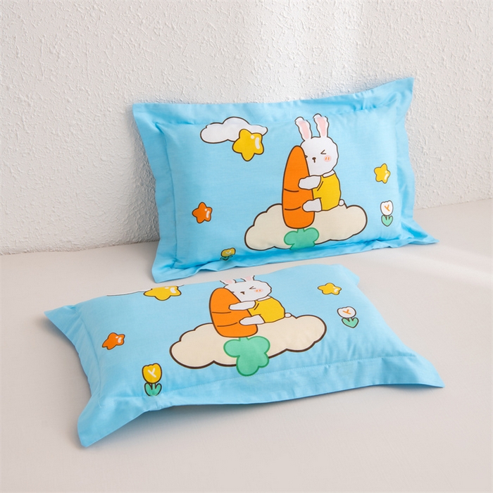 91家纺网 家纺一手货源 找家纺 大熊枕芯 2025新款全棉纯棉卡通儿童印花枕枕套可拆卸枕芯枕头 萝卜兔
