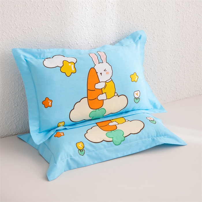 91家纺网 家纺一手货源 找家纺 大熊枕芯 2025新款全棉纯棉卡通儿童印花枕枕套可拆卸枕芯枕头 萝卜兔