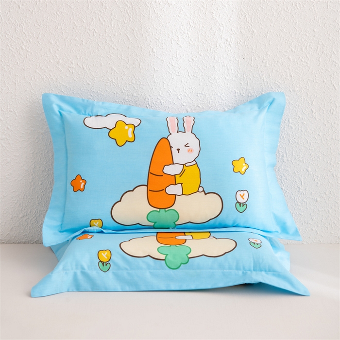 91家纺网 家纺一手货源 找家纺 大熊枕芯 2025新款全棉纯棉卡通儿童印花枕枕套可拆卸枕芯枕头 萝卜兔