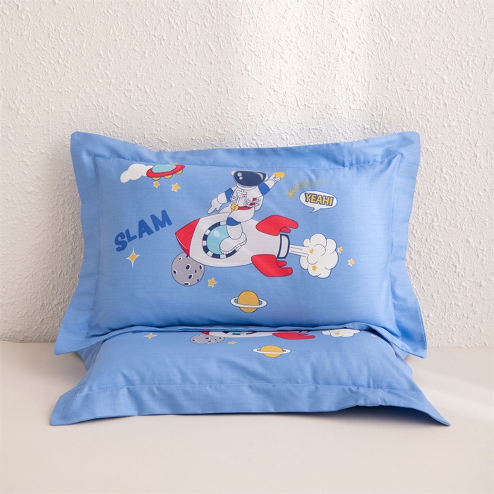 91家纺网 家纺一手货源 找家纺 大熊枕芯 2025新款全棉纯棉卡通儿童印花枕枕套可拆卸枕芯枕头 宇航员