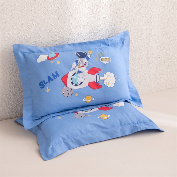 91家纺网 家纺一手货源 找家纺 大熊枕芯 2025新款全棉纯棉卡通儿童印花枕枕套可拆卸枕芯枕头 宇航员