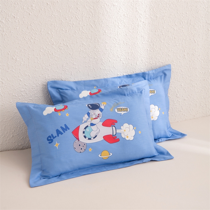 91家纺网 家纺一手货源 找家纺 大熊枕芯 2025新款全棉纯棉卡通儿童印花枕枕套可拆卸枕芯枕头 宇航员