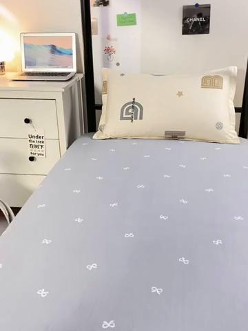 91家纺网 家纺一手货源 找家纺 上学郎家居 2025新款全棉纯13372学生100棉单人床六件套学生宿舍床上用品系列二 欧米娜-米白