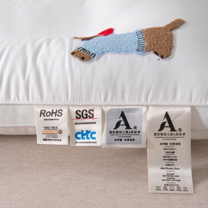 91家纺网 家纺一手货源 找家纺 大熊枕芯 2025新款全棉纯棉毛巾绣枕芯枕头 萌趣狗-护颈枕 48x74cm/只