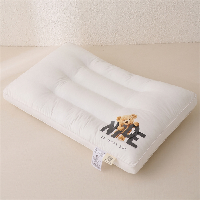 91家纺网 家纺一手货源 找家纺 大熊枕芯 2025新款全棉纯棉小熊亲子护颈款枕芯枕头 小熊护颈枕 30x50cm儿童款/只