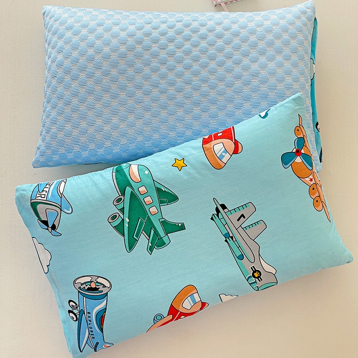 91家纺网 家纺一手货源 找家纺 卓昌枕芯 2025新款儿童双面荞麦羽丝绒枕芯凉豆豆加全棉纯棉可拆卸 小飞机 枕套加羽丝绒内胆30x50cm/只