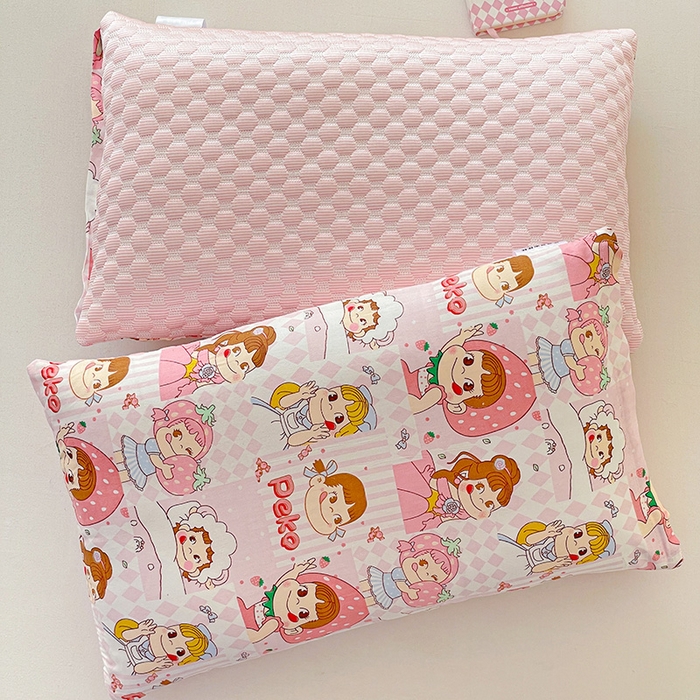 91家纺网 家纺一手货源 找家纺 卓昌枕芯 2025新款儿童双面荞麦羽丝绒枕芯凉豆豆加全棉纯棉可拆卸 小姑娘 枕套加荞麦壳内胆30x50cm/只