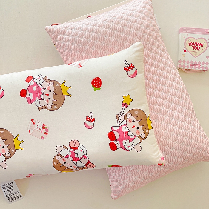 91家纺网 家纺一手货源 找家纺 卓昌枕芯 2025新款儿童双面荞麦羽丝绒枕芯凉豆豆加全棉纯棉可拆卸 小仙女 枕套加荞麦壳内胆30x50cm/只