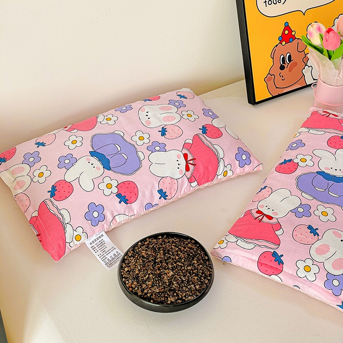 91家纺网 家纺一手货源 找家纺 卓昌枕芯 2025新款儿童双面荞麦羽丝绒枕芯凉豆豆加全棉纯棉可拆卸 小白兔 枕套加羽丝绒内胆30x50cm/只