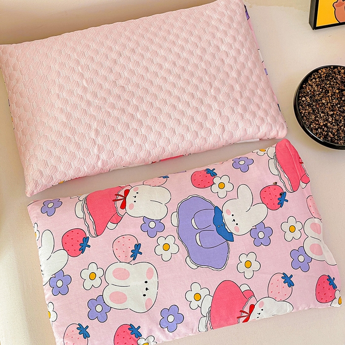 91家纺网 家纺一手货源 找家纺 卓昌枕芯 2025新款儿童双面荞麦羽丝绒枕芯凉豆豆加全棉纯棉可拆卸 小白兔 枕套加羽丝绒内胆30x50cm/只